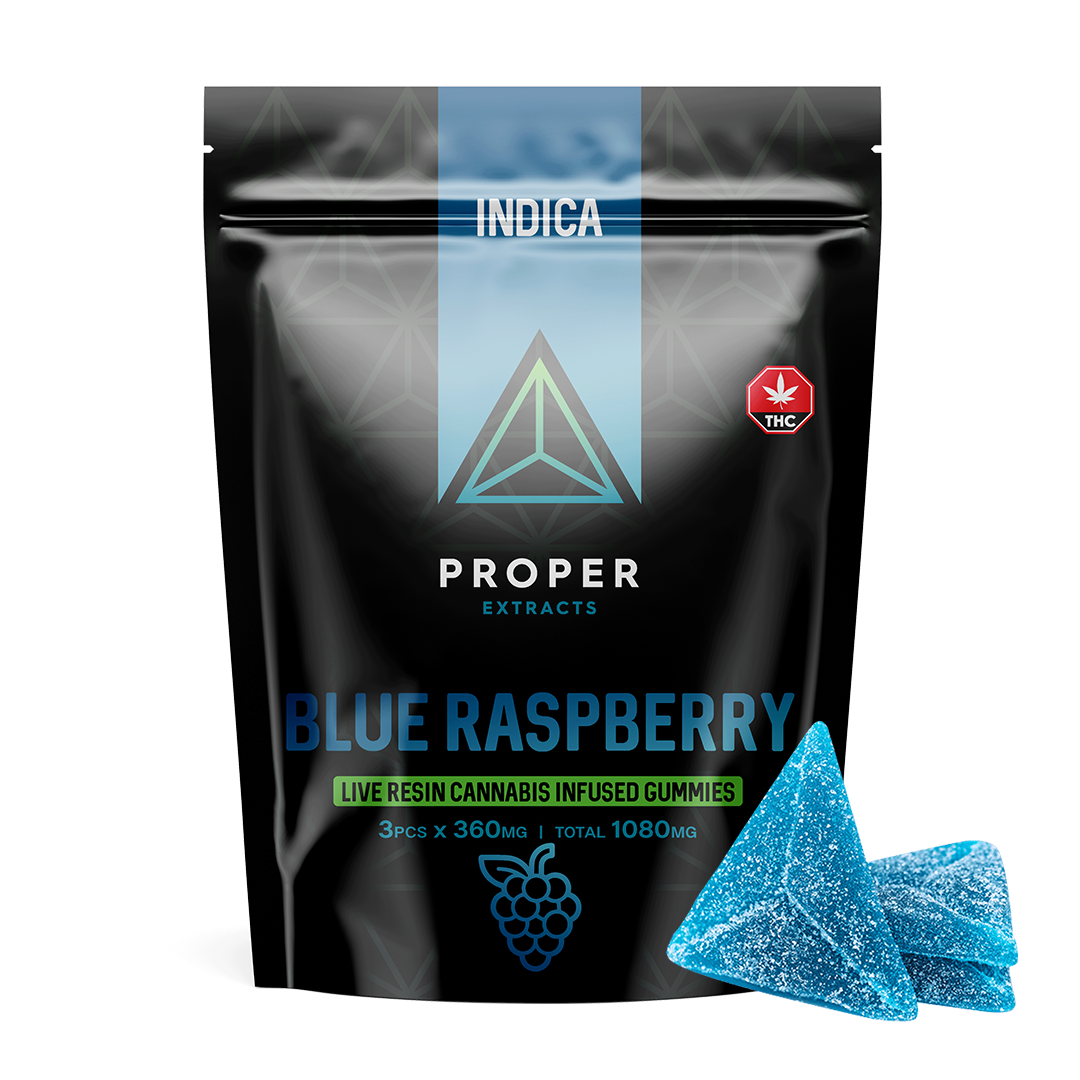 Photographie source: BLUE RASPBERRY LIVE RESIN INFUSED GUMMIES BY PROPER