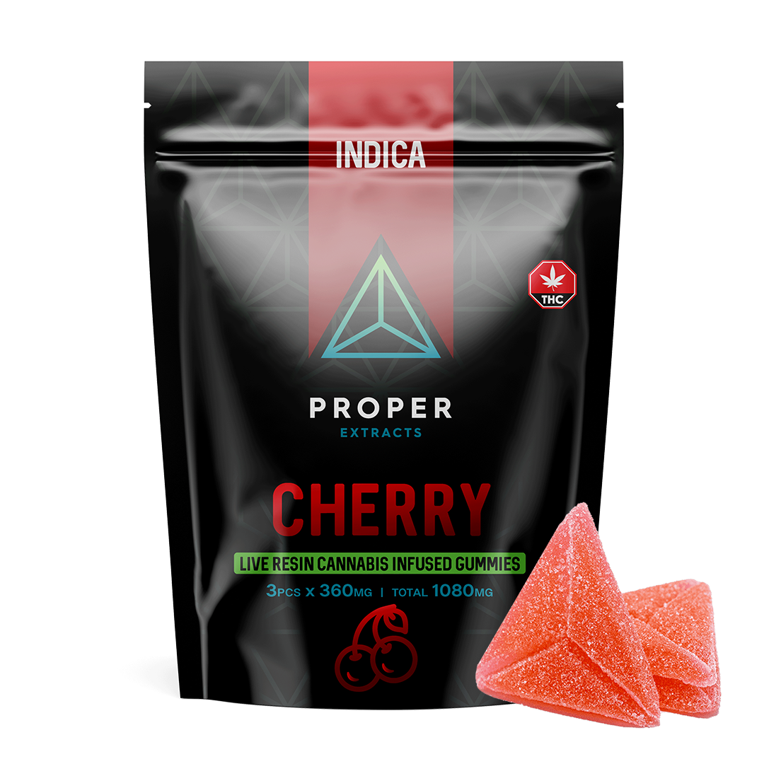 Photographie source: CHERRY LIVE RESIN INFUSED GUMMIES BY PROPER