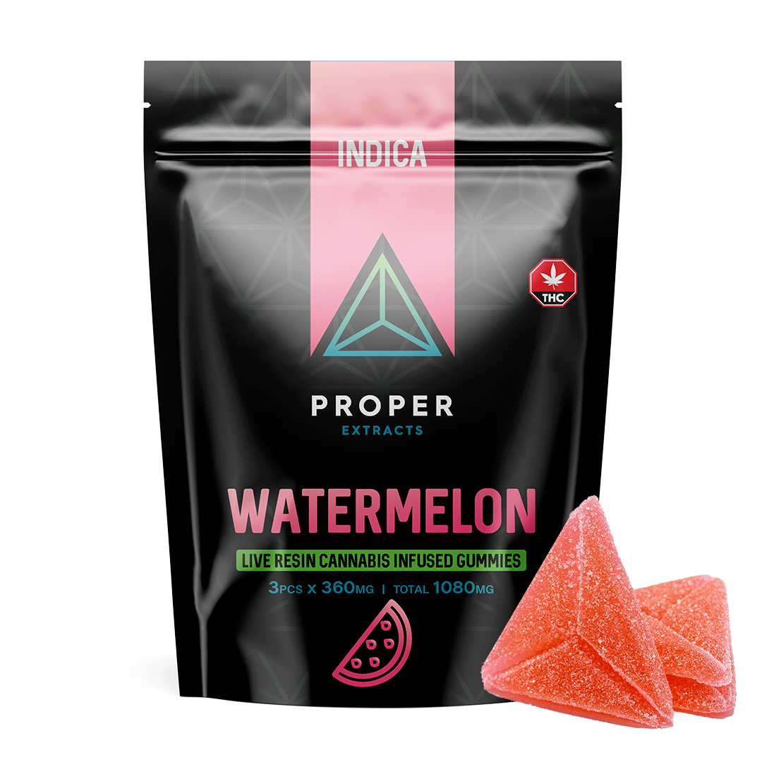 Photographie source: WATERMELON LIVE RESIN INFUSED GUMMIES BY PROPER